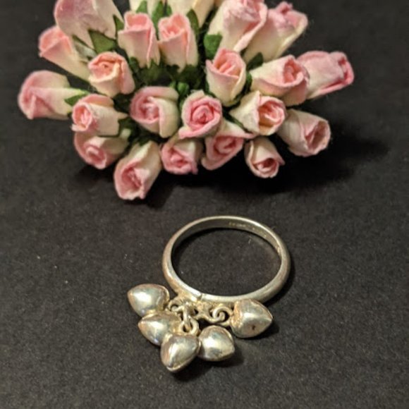 Sterling Silver Pinky or Baby Ring Puffy Hearts - Picture 3 of 3
